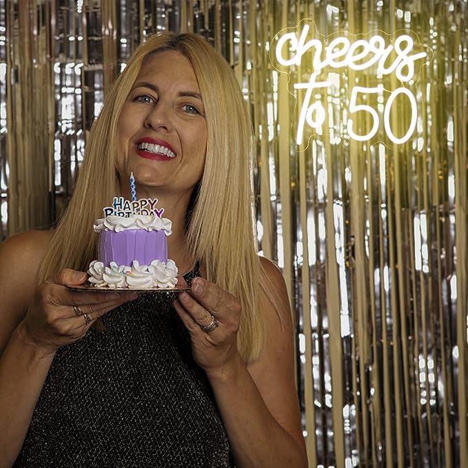 Cheers to 50 Neon Sign Happy 50th Birthday Neon Signs for Wall Decor Warm White LED Neon Light Sign Letter Neon light Cheers to 50 Years Neon Signs for Bedroom Bar Birthday Wedding Party Decor