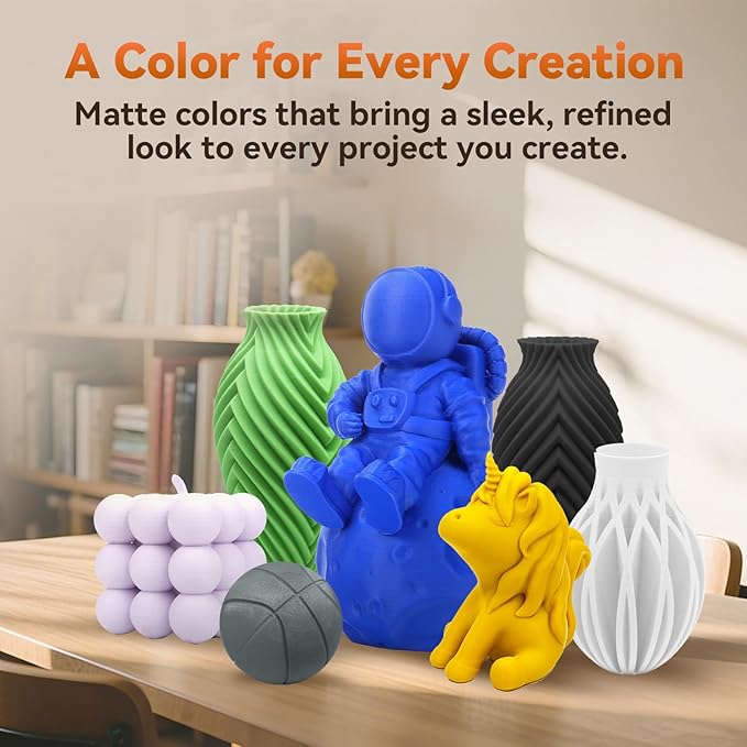 FLASHFORGE PLA Filament 1.75mm +/- 0.02mm, Matte Black 3D Printer Filament 1kg (2.2lbs) Spool, Excellent Printing Performance, Easy to Use for Most FDM 3D Printers