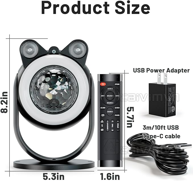 Party Lights DJ Disco Light Disco Ball Lights with Star Projector Sound Activated Strobe for Parties, Bar, Birthday, Wedding, DJ, Pub, Holiday, Event Live Show, Christmas, Living Room, Decorations