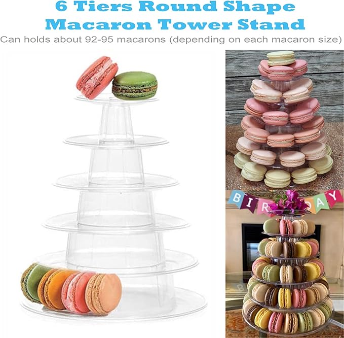 Macaron Tower Stand, 6 Tiers Macaron Display Macaroon Stand Tower Desserts Cupcake Holder Platter for Wedding, Birthday Party, Baby Shower, Party Decoration by Greatstar…