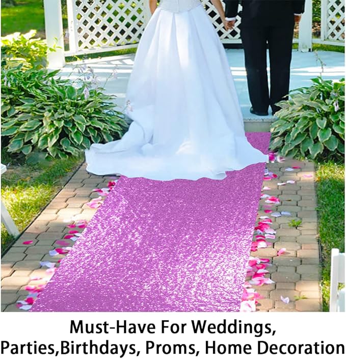 ShinyBeauty Lavender Carpet Runner for Party 2x15Ft Sequin Aisle Runners for Weddings Sparkly Floor Carpet Rug for Outdoor Indoor Ceremonies Decor
