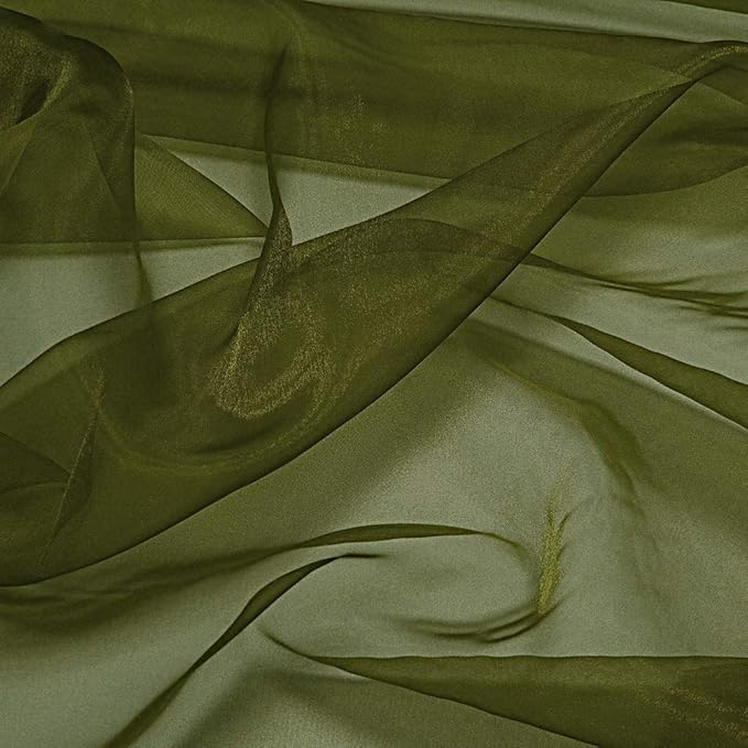 VDS Olive Green Organza Fabric, 75 Yards Continuous, 45” Wide, Wedding Party Decoration Iridescent Crystal Sheer Shiny Organza Tulle Bridal Dress DIY Crafts Costume Sewing Backdrop Arch Cloth