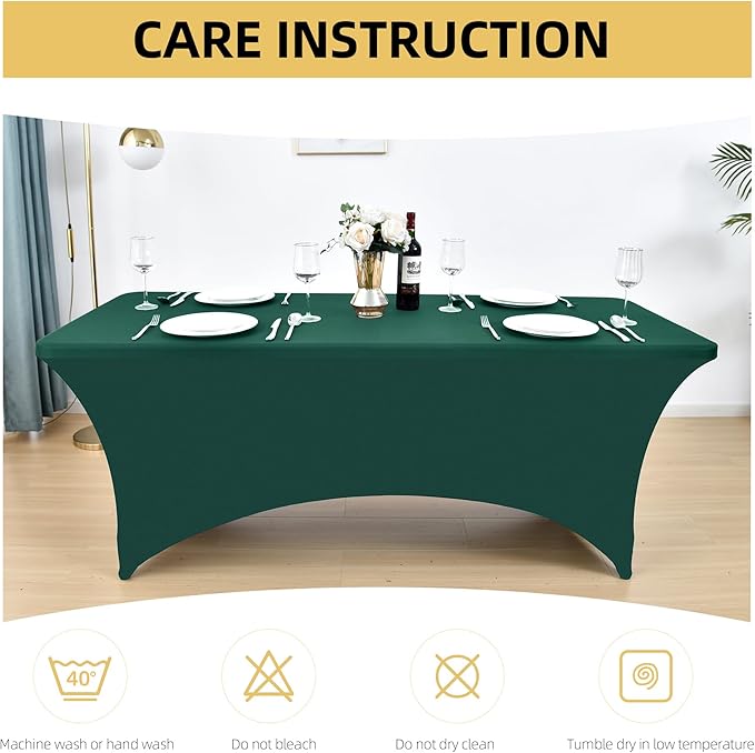 2-Pack 4ft Spandex Table Covers for Rectangular Folding Tables - Wrinkle Resistant Stretch Tight Table Cloths - Ultimate Fitted Table Protector for Parties, Banquet, and Wedding