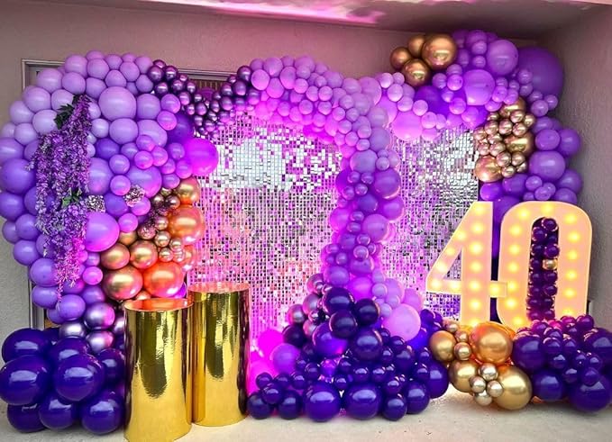 Bezente Purple Giant Balloons 36 Inch - 8 Pack Jumbo Purple Balloons Large Round Black Latex Balloons for Birthday Graduation Bridal Shower Wedding Halloween Party Decoration