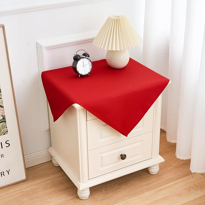 2 Pack Small Square Table Cloth 24X24 Inch Red Washable Fabric Tablecloth Polyester Solid Table Cover for Night Stand End Table Side Table Outdoor Indoor