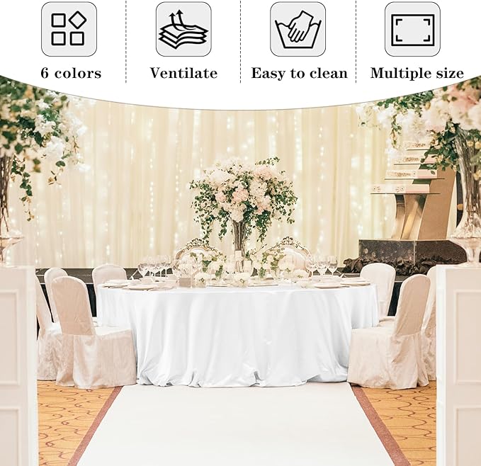 Fitable 6 Pack Burgundy Round Tablecloths - 120 Inches in Diameter - Stain Resistant and Washable Table Clothes, Polyester Fabric Table Covers for Wedding, Party, Banquet, Formal Events