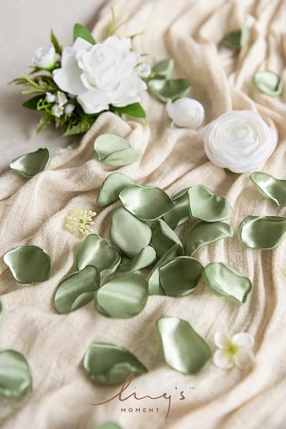 Ling's Moment Rose Petals, Silk Flower Petals for Wedding/Aisle/Flower Girl Baskets/Table Centerpiece Décor,etc.Sage Green 200pcs