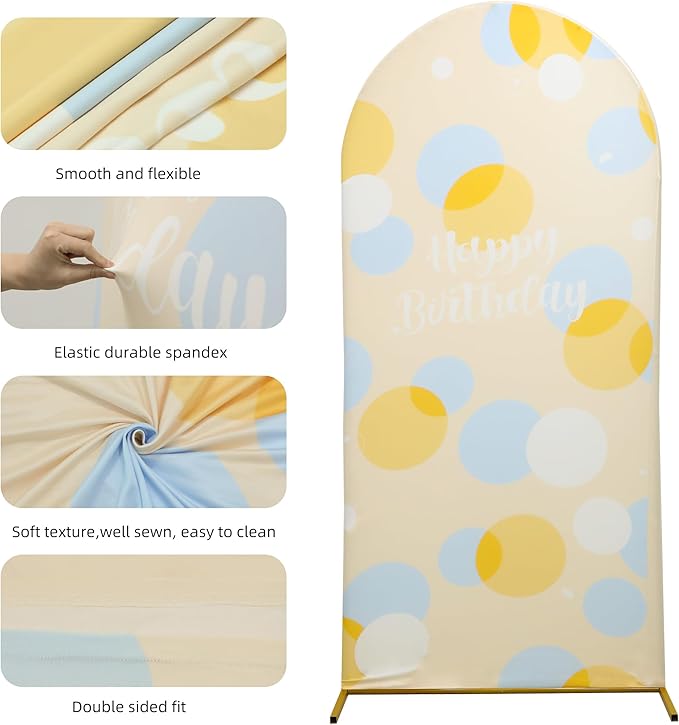 Wedding Arch Cover 7.2FT 6.6FT 6FT Spandex Arch Backdrop Cover Stretchy Backdrop for Wedding Birthday Party Decoration Baby Shower