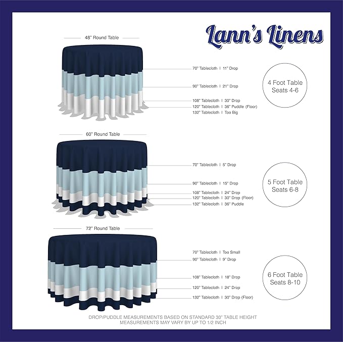 Lann's Linens - 10 Premium 120" Round Tablecloths for Wedding/Banquet/Restaurant - Polyester Fabric Table Cloths - Baby Blue