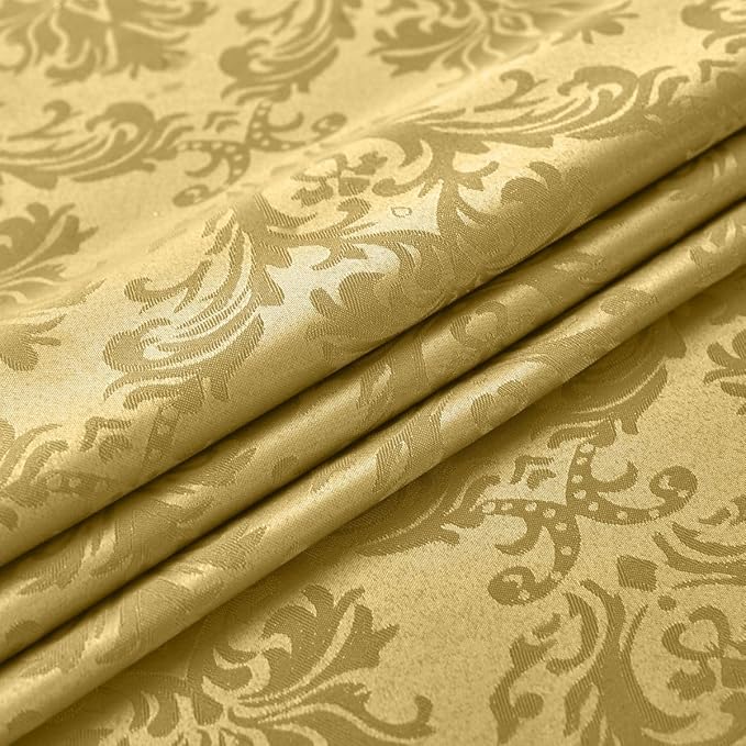 SASTYBALE Rectangle Jacquard Tablecloth - 60 x 120 Inch Spill Proof Wrinkle Resistant Damask Table Cloth, Soft Polyester Oblong Table Cover for Kitchen Parties Farmhouse, Gold