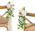 Ling's Moment 8pcs Wedding Artificial Aisle Pew Flowers Chair Decorations Arrangements with Chiffon Ribbons Blush Pink Cream for Ceremony Chair Back Floral Decor Reception Church Party Outdoor