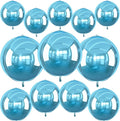 12Pcs Light Blue Round Foil Balloons, 22" 15" 10" 4D Helium Ball Balloon, Metallic Pearl Blue Foil Balloon for Birthday Graduation Wedding Anniversary New Year Eve Disco Prom Party Decorations