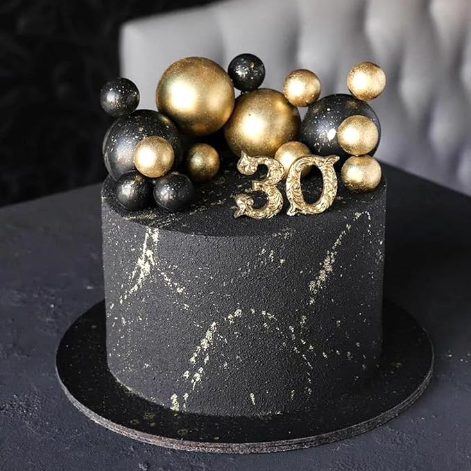 ASTARON 20 Pcs Ball Cake Topper Decorations Mini Balloons Cake Topper Sticks Gold Cake Picks Cake Balls for Graduation Wedding Birthday Cake Decorations