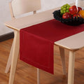 Red Table Runner 36 Inch – Cotton Linen Hemstitch Farmhouse Table Runner 14x36 – Washable Fabric for Dining, Fall, Halloween, Thanksgiving, Spring, Summer, Wedding, Everyday Décor – Serena