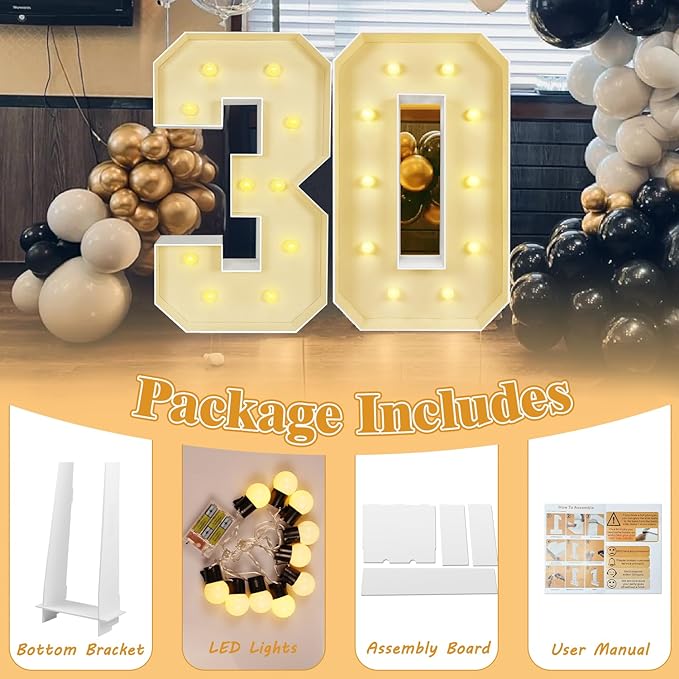 Marquee Light Up Letters: 3FT Large Decorative Signs for Party Decorations Baby Shower Birthday Wedding Engagement Anniversary, 3 Feet Tall Pre-Cut DIY Foamboard Letter N - Easy to Assemble