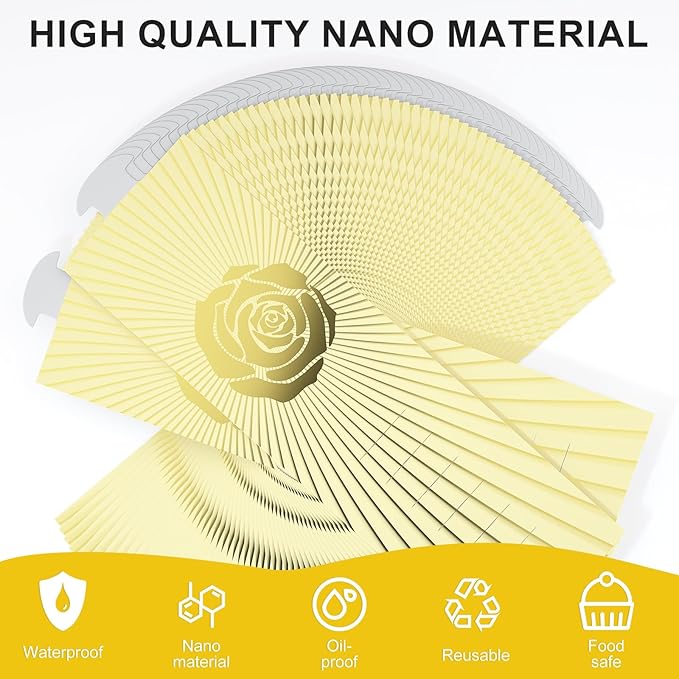 Polymer Material Reusable Napkin Band, Glue-Free Tear-Proof Water Resistant Oil-Proof Napkin Bands Set of 50(Front Gold Color and Back Silver), 6 Adjustable Sizes Napkin Rings
