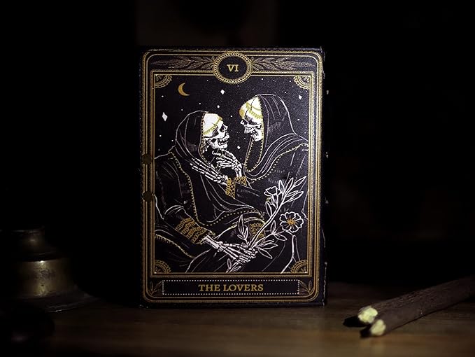 cuero Book of Spells Leather Journal Deckle Edge Paper Grimoire Printed Journal The Lovers Tarot Notebook Spiral Gothic Notebook Skull lover Antique Vintage Leather Journals for Men and Women