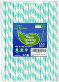 Light Blue 7.75 inch Disposable Paper Straws for Drinking, 100 Counts, Eco-friendly - for Baby Shower, Party, Decoration, Paper Crafts Sticks