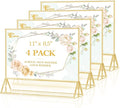 EHWINE 4 Pack Acrylic Sign Holder 8.5 x 11 Horizontal, Double-Sided Stand up Table Top Sign Holders, Gold Acrylic Picture Frame Menu Flyer Paper Holder Display Stand for Office Business Store Wedding Party