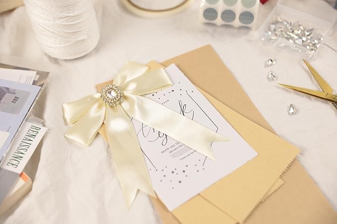 Beige Satin Ribbon 1 inch X Continuous 50 Yards, Single Face Polyester Ribbon Perfect for Gift Wrapping, Flower Bouquet, Wedding Decor, Crafts, Bow Making, Sewing and More