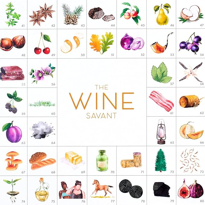 Wine Aroma Kit, Tasting & Smelling Aroma Set For Both White & Red Wines, 80 Aromas, Training Educational Gift - Beginners & Sommelier Master, Book & Accessories Guide Included Wine Game Gifts Holiday