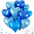 12 Pcs Heart Balloons, 18 inch Blue Heart Shaped Balloon, Large Helium Foil Blue Balloons for Wedding Baby Shower Anniversary Backdrop Valentine Theme Party Decoration