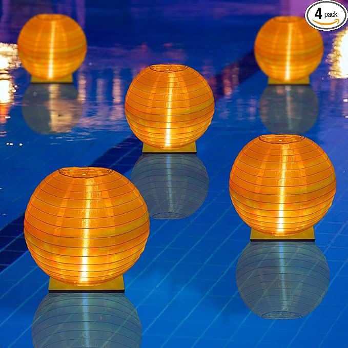 Floating Lanterns LED Pool Lights,IP68 Waterproof Pool Lights That Float ,13 Color Changes by Remote Control for Pool Decor,Outdoor Party,Wedding (2Pcs - 20 inches)