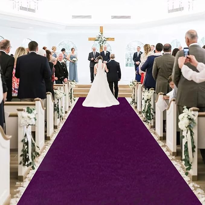 MODFUNS Purple Aisle Runner for Wedding Ceremony 4x15Ft Velvet Aisle Runner Decor Wedding Runway Rug Prom Aisle Wedding Rug for Party Wedding Floor Runner for Hallway Outdoor