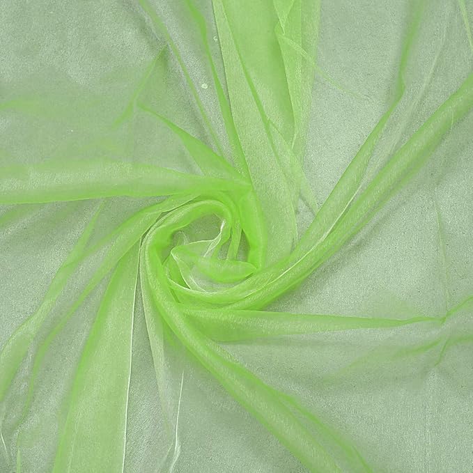 VDS Apple Green Organza Fabric, 60 Yards Continuous, 45” Wide, Wedding Party Decoration Iridescent Crystal Sheer Shiny Organza Tulle Bridal Dress DIY Crafts Costume Sewing Backdrop Arch Cloth