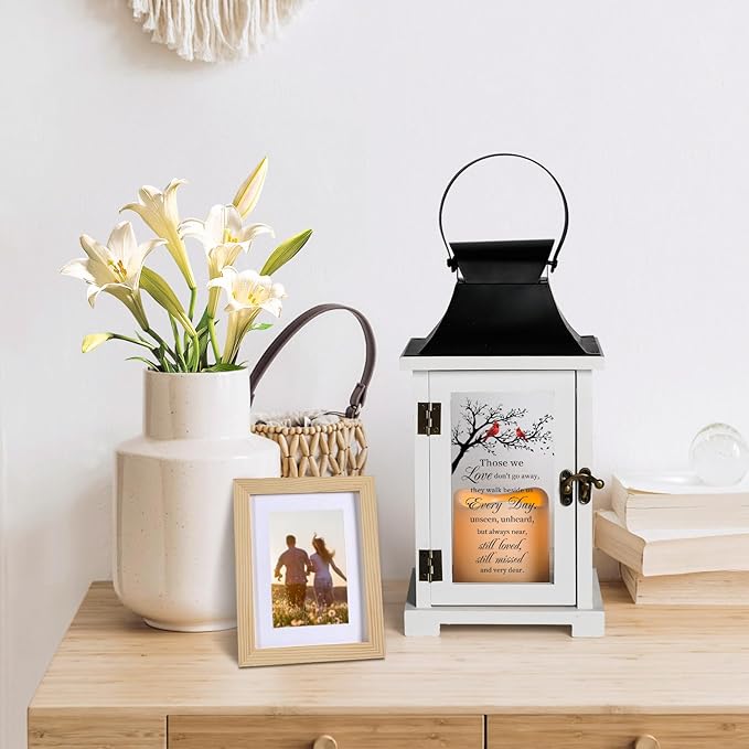 Memorial Lantern - Bereavement Sympathy Gifts for Loss of Loved One Mother Father, Thoughtful Funeral Gifts in Memory of Loved One with LED Candle