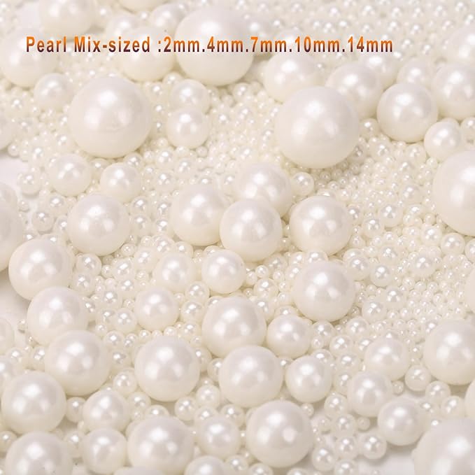 QuirkTech Pearl Sprinkles Mix-sized, 1.1Lb/500g White Edible Pearls for Cake Decorating, Ice Cream Topping Cupcake Toppers Cookie Wedding Shower Party