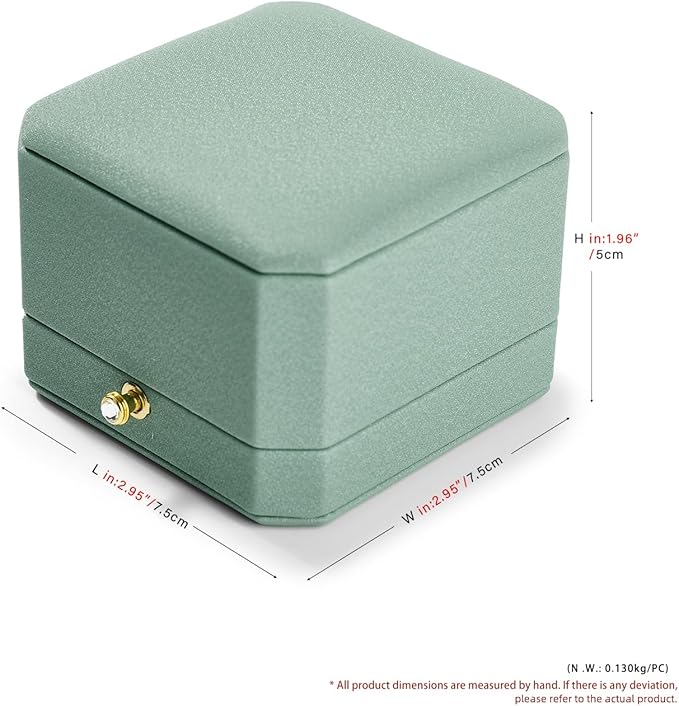Oirlv Premium Leather Double Ring Box for Wedding Ceremony Engagement Couple Rings Holder Jewelry Gift Case(Green,Double)