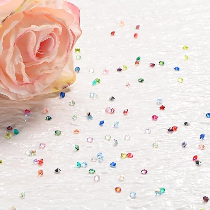 14400-Pack Acrylic Diamonds, 0.12 Inch/3mm Wedding Table Scatter Confetti Crystals for Vase Fillers/Art Craft, Acrylic Diamonds Gems [Dark Purple AB]