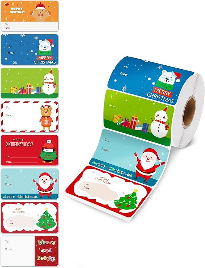 500 Pcs Christmas Gift Tags Stickers for Christmas Presents, Wrapping Paper, Christmas Name Stocking Tags Christmas Labels Stickers for Christmas Gifts Bags Presents Decorations
