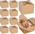 VGOODALL 10PCS Gift Boxes, 4.7" x 4.7" x 3.5" Brown Candy Boxes with Ribbon Mini Kraft Paper Party Favors for Candy Cookie Chocolate Gifts,Party Supplies