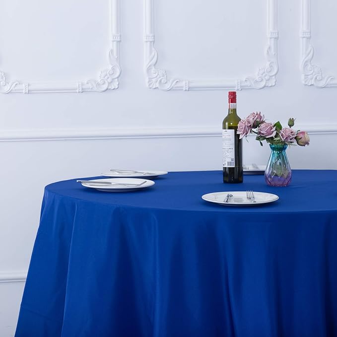 Ascoza 2pack 70 Inch Royal Blue Round Tablecloth in Washable Polyester Fabric for Wedding/Banquet/Restaurant/Parties
