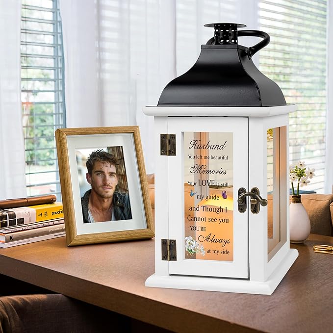 Memorial Gift for Loss of Husband Memorial Lantern for Loss of Husband Sympathy Gift Remembrance Gifts Bereavement Gifts for Loss of Husband with LED Candle