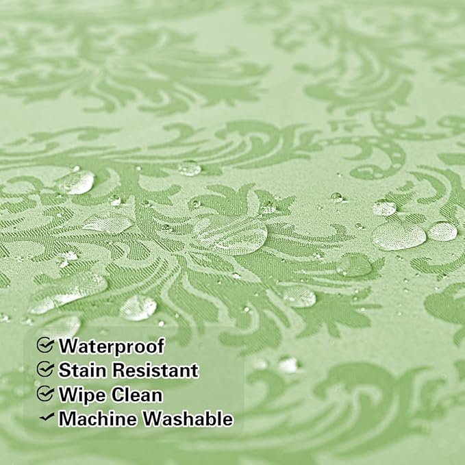 SASTYBALE Jacquard Damask Tablecloth Rectangle 52 x 70 Inch Light Green, Spill Proof Oil Proof Wrinkle Resistant Tables Cloth, Polyester Table Cover for Summer Dining, Party, Indoor, Outdoor