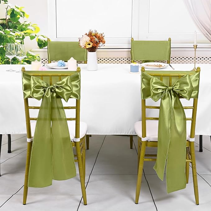 fani 60 PCS Apple Green Satin Chair Sashes Bows Universal Chair Cover for Wedding Reception Restaurant Event Decoration Banquet,Party,Hotel Event Decorations (7 x 108 inch)