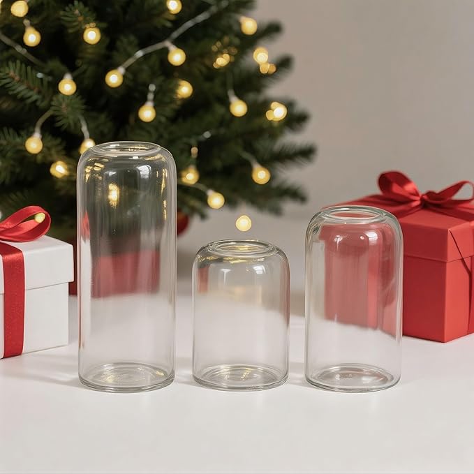 Glass Bud Vases Set of 12 Clear Flower Vase for Centerpieces Shelf, 3.9'' 4.9'' 6.7'' Modern Small Vases for Living Room Bedroom Office Home, Decor for Wedding House Warming Party