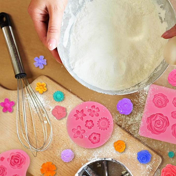 Flower Silicone Molds, Butterfly Silicone Molds Polymer Clay Mold Fondant Cake Mold for Cupcake Cake Decoration DIY Crafts