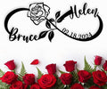 Custom Infinity Sign, Personalized Couples Name Sign, Infinity Metal Name Sign, Personalized Wedding Gifts, Love Name Sign, Infinity Wall Decor with Flower, Anniversary Housewarming Gift