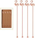4 Pcs Flamingo Cocktail Stirrers Swizzle Sticks Stainless Steel 7.28" Coffee Stir Sticks with Decor Top for Mixing Cocktail, Hot Cocoa, Creamer, Rose Gold