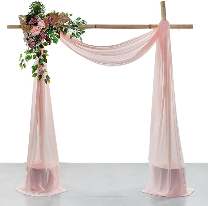 VDS Pack of 1 Panel (30 Inch X 20 Feet) Wedding Arch Draping Fabric Sheer Chiffon Fabric Drapery for Wedding Ceremony Reception Swag Backdrop Canopy Chuppah ARBO Altars Decoration (Dusty Rose)
