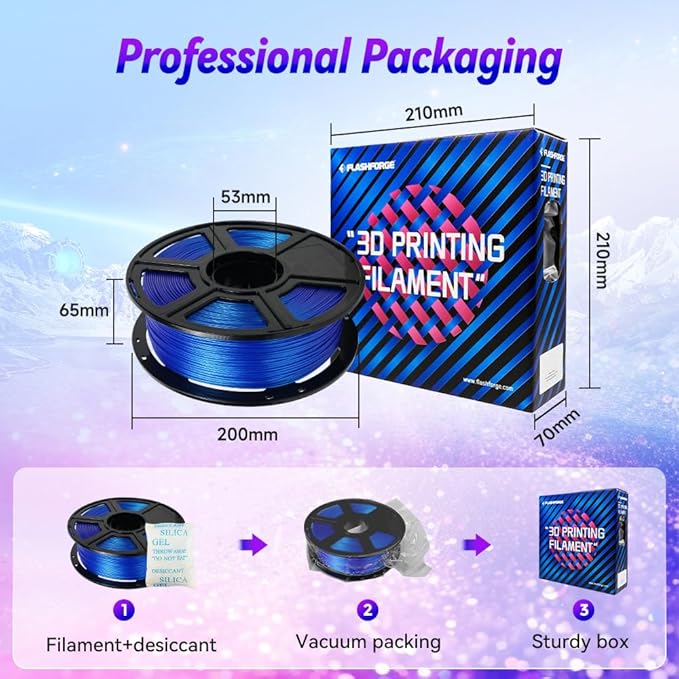 FLASHFORGE 3D Printer Filament Chameleon PLA Color Shift Filament 1.75mm, Changes Color with Light and Angles, 1KG Spool (2.2lbs), Dimensional Accuracy +/- 0.02mm for FDM 3D Printers (Skydiver)