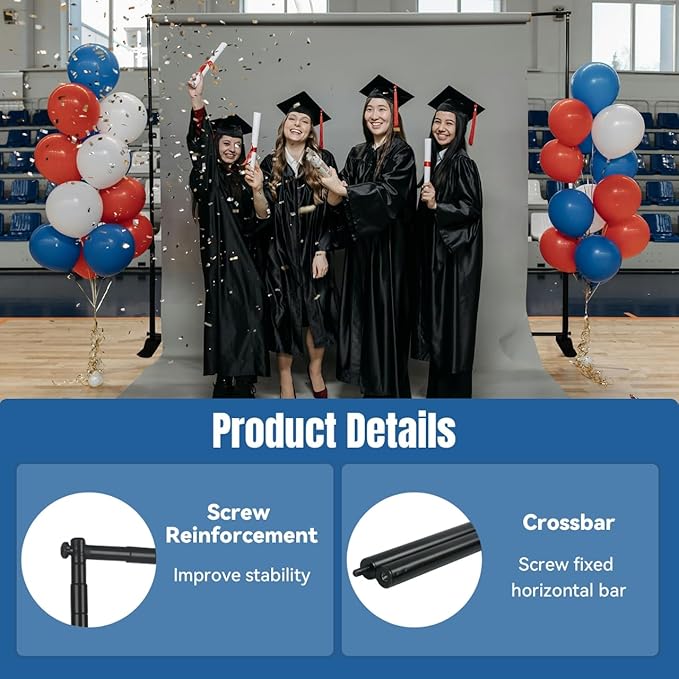 10x8 FT(WxH) Heavy Duty Backdrop Banner Stand with Adjustable Telescopic Tube,Step and Repeat Stand for Parties, Photo Booths, Exhibit Events and More Easy to Install(Carrying Bag Included)