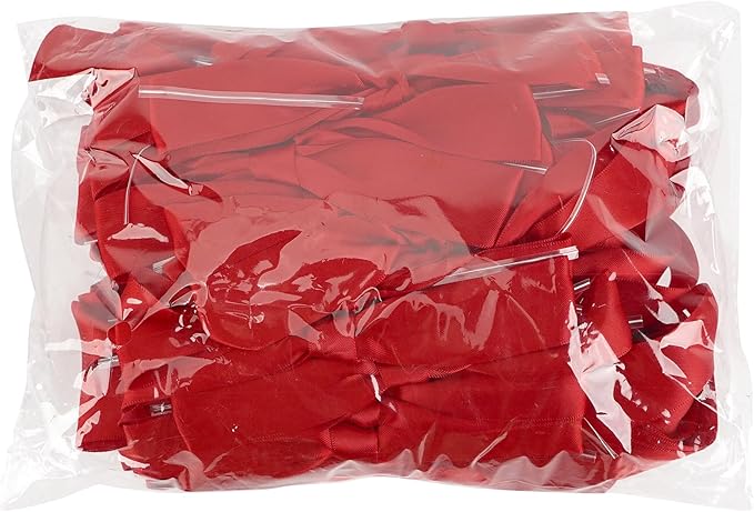 50 PCs Red Bow Decor 5.5'' Satin Bows with Long Tail, Twist Tie Bows for Craft, Packaging Ribbon Bows, Premade Bows for Cake Decorating, Gift Bows for Treat, Wedding Favor, Party