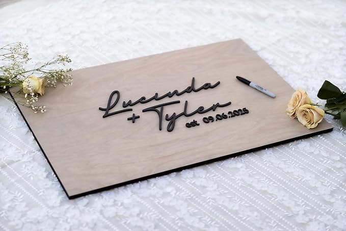 Personalized Last Name Guest Book, Unique Guest Book Sign, Custom Alternative Guest Book, Wooden Guest Book, Wedding Ceremony Guestbook Sign (Design 7)