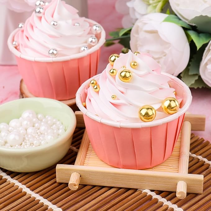 Green Pearl Sprinkles for Cake Decorating, 11.3 Oz Edible Pearls Sugar 4 Sizes Gift Box Set for Baking Cookie Ice Cream Cupcake Toppings
