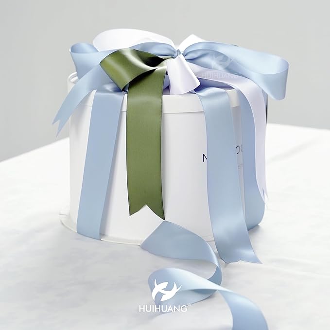 HUIHUANG White Satin Ribbon 1-1/2 inch Double Face Satin Ribbon Christmas Gift Wrapping Ribbons for Crafts Gifts Bows Making Floral Bouquet Wedding Invitations Decor Party Favor and Craft Supplies